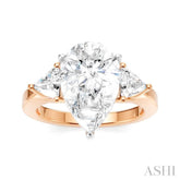 1/2 Ctw Pear Shape Trillion Cut & Round Cut Diamond Semi-Mount Engagement Ring in 14K Rose and White Gold